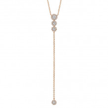 Shy Creation 14k Rose Gold Diamond Lariat Necklace - SC55002608