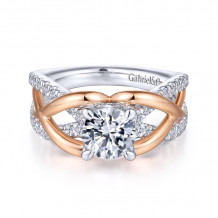 Gabriel & Co. 14k Two Tone Gold Contemporary Twisted Engagement Ring - ER14417R4T44JJ