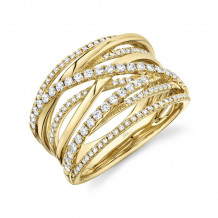 Shy Creation 14k Yellow Gold Diamond Bridge Ring - SC55005591