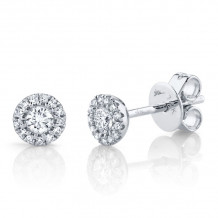 Shy Creation 14k White Gold Diamond Stud Earrings - SC55002599