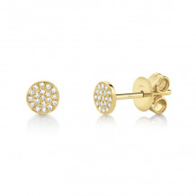 Shy Creation 14k Yellow Gold Diamond Pave Stud Earrings - SC55001148
