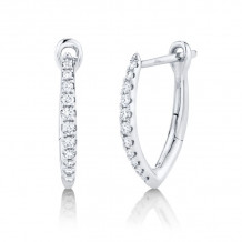Shy Creation 14k White Gold Diamond Hoop Earrings - SC22005490