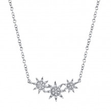 Shy Creation 14k White Gold Diamond Star Necklace - SC55006109