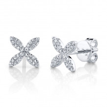 Shy Creation 14k White Gold Diamond Flower Stud Earrings - SC55002161