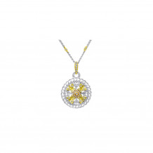 Roman & Jules 18k Two Tone Gold Diamond Disk Necklace - UN912WYP-18K