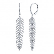 Shy Creation 14k White Gold Diamond Feather Earrings - SC55004557V2