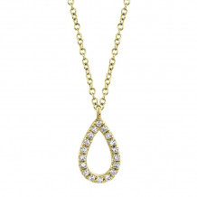 Shy Creation 14k Yellow Gold Diamond Pear Necklace - SC55010068