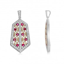 Roman & Jules Two Tone 14k Gold Diamond Ruby Pendant - KP2286WYRB