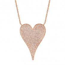 Shy Creation 14k Rose Gold Diamond Heart Necklace - SC55002486