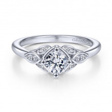 Gabriel & Co. 14k White Gold Art Deco Straight Engagement Ring - ER14657R2W44JJ