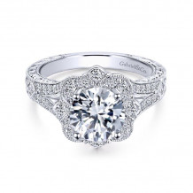 Gabriel & Co. 14k White Gold Victorian Halo Engagement Ring - ER11963W44JJ