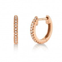 Shy Creation 14k Rose Gold Diamond Huggie Earrings - SC22004024