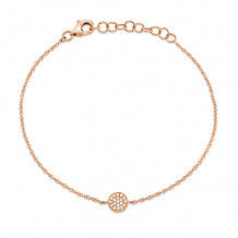 Shy Creation 14k Rose Gold Diamond Pave Circle Bracelet - SC55002975