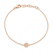 Shy Creation 14k Rose Gold Diamond Pave Circle Bracelet - SC55002975