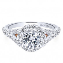 Gabriel & Co. 14k Two Tone Gold Blush Halo Engagement Ring - ER12834R3T44JJ