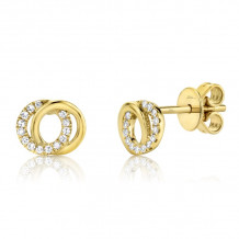 Shy Creation 14k Yellow Gold Diamond Love Knot Circle Earrings - SC55009822