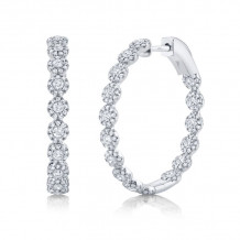 Shy Creation 14k White Gold Diamond Hoop Earrings - SC55003540