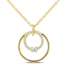 Shy Creation 14k Yellow Gold Diamond Circle Necklace - SC55009040