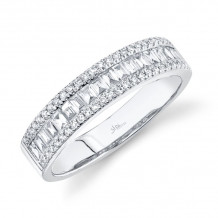 Shy Creation 14k White Gold Diamond Baguette Womens Band - SC55004917