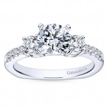 Gabriel & Co 14k White Gold Round 3 Stones Engagement Ring