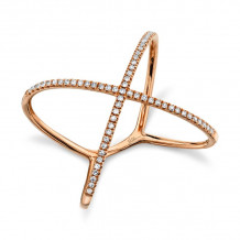 Shy Creation 14k Rose Gold Diamond Womens "X" Ring - SC22003514