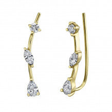 Shy Creation 14k Yellow Gold Diamond Ear Crawler Earrings - SC55020470