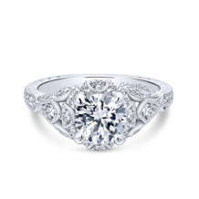 Gabriel & Co. 14k White Gold Victorian Vintage Engagement Ring - ER12579R4W44JJ