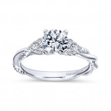 Gabriel & Co 14k White Gold Round Twisted Engagement Ring