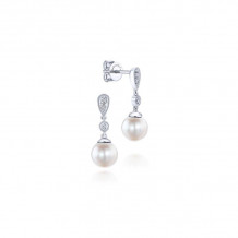 Gabriel & Co. 14k White Gold Grace Pearl & Diamond Drop Earrings - EG9902W45PL