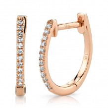 Shy Creation 14k Rose Gold Diamond Huggie Earrings - SC55001599