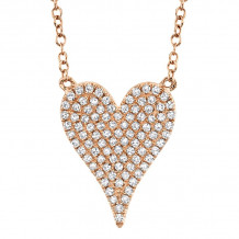 Shy Creation 14k Rose Gold Diamond Pave Heart Necklace - SC55002006