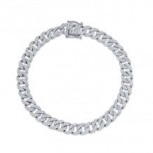 Shy Creation 14k White Gold Diamond Pave Link Bracelet - SC55005671V2