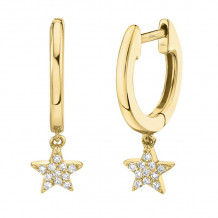 Shy Creation 14k Yellow Gold Diamond Star Huggie Earrings - SC22004812V2