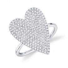 Shy Creation 14k White Gold Diamond Pave Heart Womens Ring - SC55009104