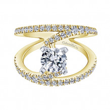 Gabriel & Co. 14K Two Tone Gold Round Diamond Split Shank Engagement Ring