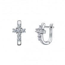 Lafonn Dainty Cross Huggie Earrings - E0418CLP00