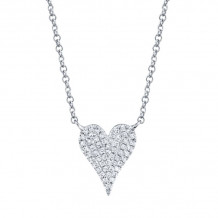 Shy Creation 14k White Gold Diamond Pave Heart Necklace - SC55006925