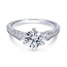 Gabriel & Co. 14k White Gold Victorian Straight Engagement Ring - ER11839R4W44JJ