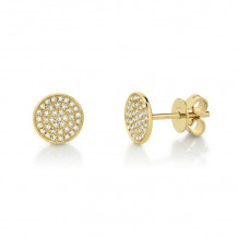 Shy Creation 14k Yellow Gold Diamond Pave Stud Earrings - SC55002270