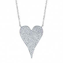 Shy Creation 14k White Gold Diamond Heart Necklace - SC55002481