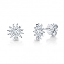 Shy Creation 14k White Gold Diamond Starburst Stud Earrings - SC55004892