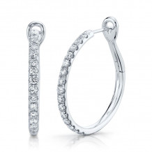 Shy Creation 14k White Gold Diamond Hoop Earrings - SC22005539
