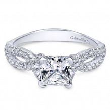 Gabriel & Co. 14k White Gold Princess Cut Twisted Engagement Ring