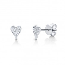 Shy Creation 14k White Gold Diamond Pave Heart Stud Earrings - SC55006717