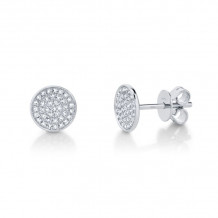 Shy Creation 14k White Gold Diamond Pave Stud Earrings - SC55002269