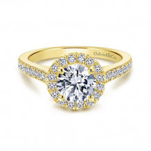 Gabriel & Co. Victorian 14k Yellow Gold Halo Diamond Engagement Ring