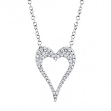 Shy Creation 14k White Gold Diamond Open Heart Necklace - SC55020646