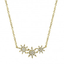 Shy Creation 14k Yellow Gold Diamond Star Necklace - SC55006110