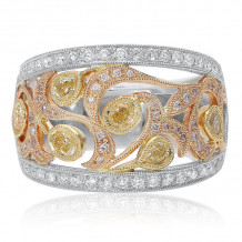 Roman & Jules Three Tone 18k Gold Diamond Ring - 1158-1