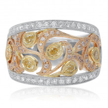 Roman & Jules Three Tone 18k Gold Diamond Ring - 1158-1